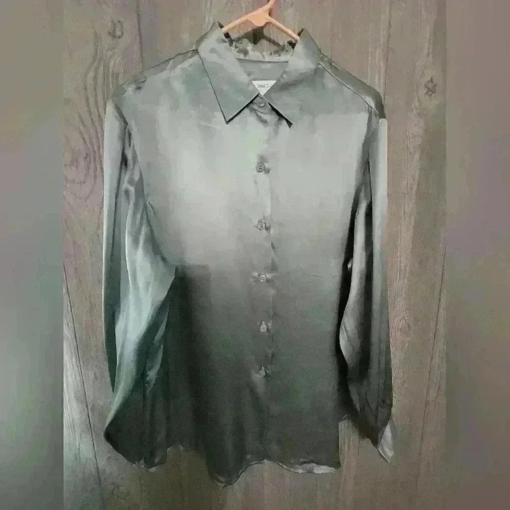 ♡Jones & Co 100%Silk button-down long sleeve  blouse. Size‎ 16. A14